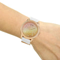 Guess Crush Crystals Gold Dial White Rubber Strap Watch for Women - W1223L3