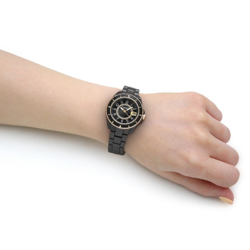 Coach Preston Black Dial Black Steel Strap Watch for Women - 14503461