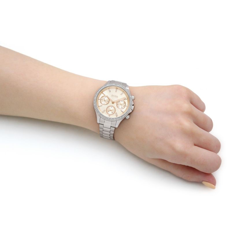 Hugo Boss Hera Rose Pink Dial Silver Steel Strap Watch for Women - 1502565