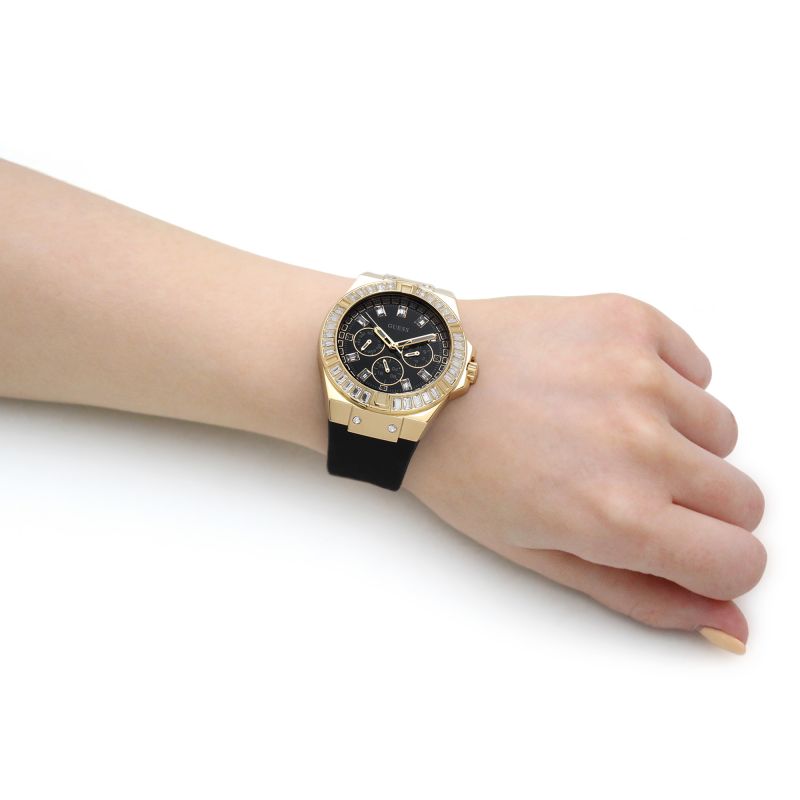 Guess Venus Diamonds Black Dial Black Rubber Strap Watch for Women - GW0118L1