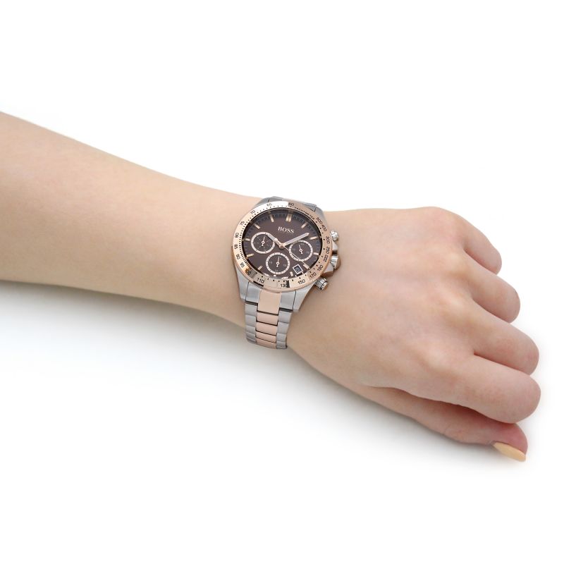 Hugo Boss Novia Brown Dial Two Tone Steel Strap Watch for Women - 1502617
