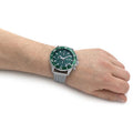 Hugo Boss Admiral Green Dial Silver Mesh Bracelet Watch for Men - 1513905