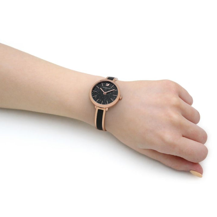 Swarovski Crystalline Delight Black Dial Two Tone Steel Strap Watch for Women - 5580530