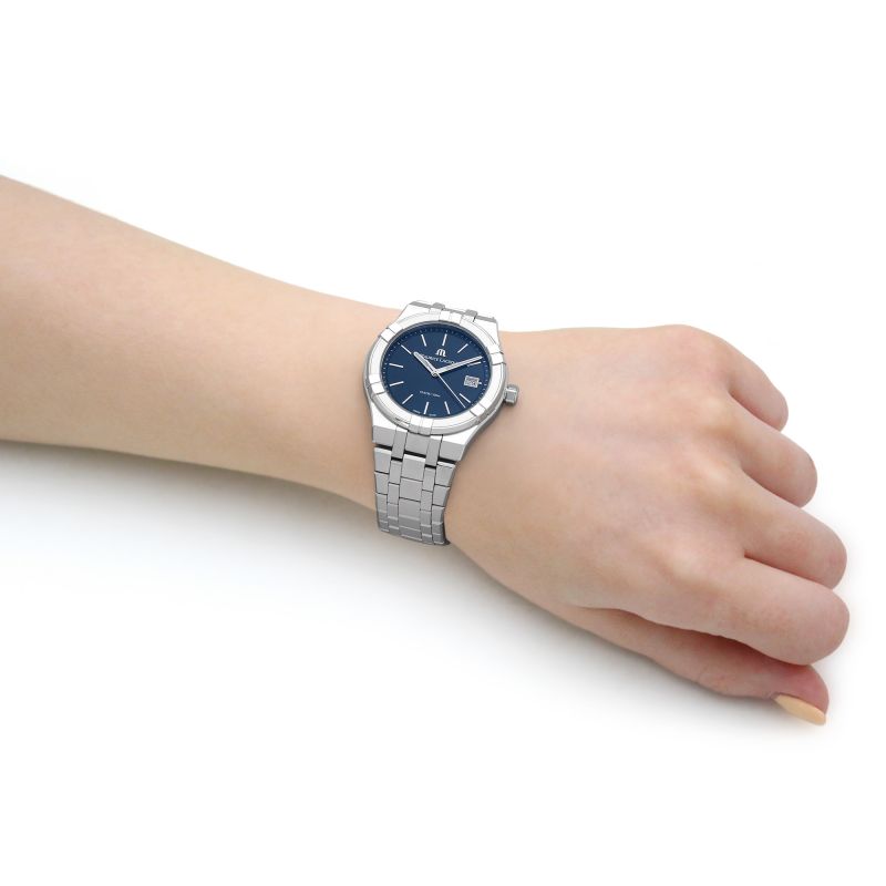 Maurice Lacroix Aikon Date Blue Dial Silver Steel Strap Watch for Men - AI1108-SS002-430-1