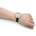 Fossil Jacqueline Multifunction Moonphase Mother of Pearl White Dial Green Leather Strap Watch for Women - ES5244