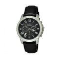 Fossil Grant Chronograph Black Dial Black Leather Strap Watch for Men - FS4812