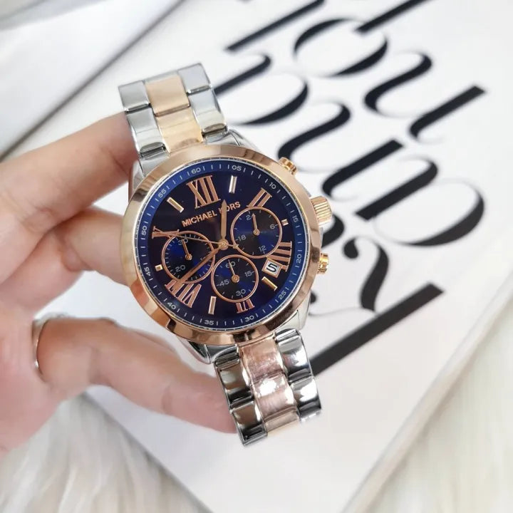 Michael Kors Bradshaw Blue Dial Two Tone Steel Strap Watch for Women - MK5606