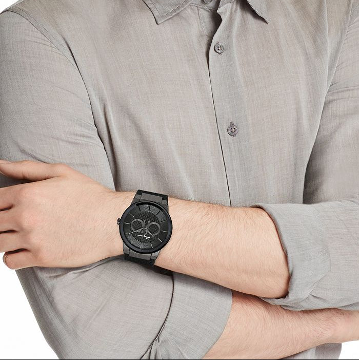 Salvatore Ferragamo Sapphire Black Dial Black Rubber Strap Watch for Men - SFHP00320