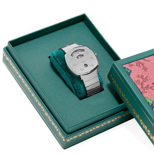 Gucci Grip Quartz Silver Dial Silver Steel Strap Watch For Women - YA157410