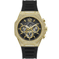 Guess Momentum Chronograph Diamonds Black Dial Black Silicone Strap Watch For Men - GW0518G2