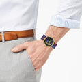 Versace V-Circle The Clans Edition Black Dial Red & Blue Leather Strap Watch for Women - VEBQ00218