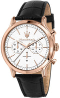 Maserati Epoca Chronograph White Dial Black Leather Strap Watch For Men - R8871618016