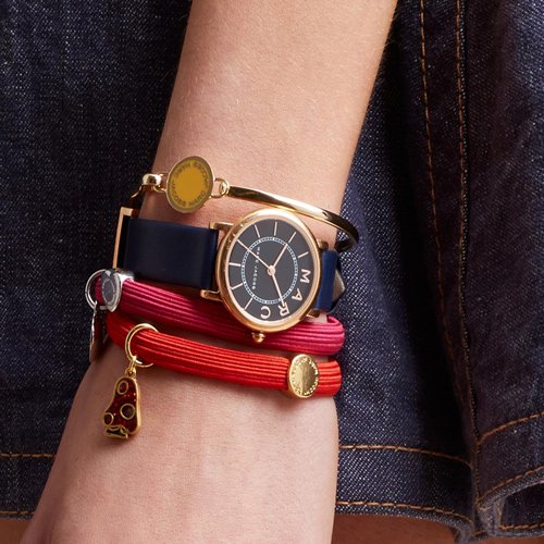 Marc Jacobs Roxy Navy Blue Dial Navy Blue Leather Strap Watch for Women - MJ1539