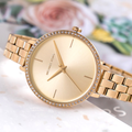 Michael Kors Charley Three-Hand Quartz Gold Dial Gold Steel Strap Watch for Women - MK4399