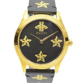 Gucci G Timeless Bee Motif Black Dial Black Leather Strap Watch For Women - YA1264055
