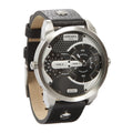Diesel Mini Daddy Black Silver Dial Black Leather Strap Watch For Men - DZ7307