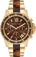 Michael Kors Everest Chronograph Brown Dial Two Tone Steel Strap Watch For Women - MK6973