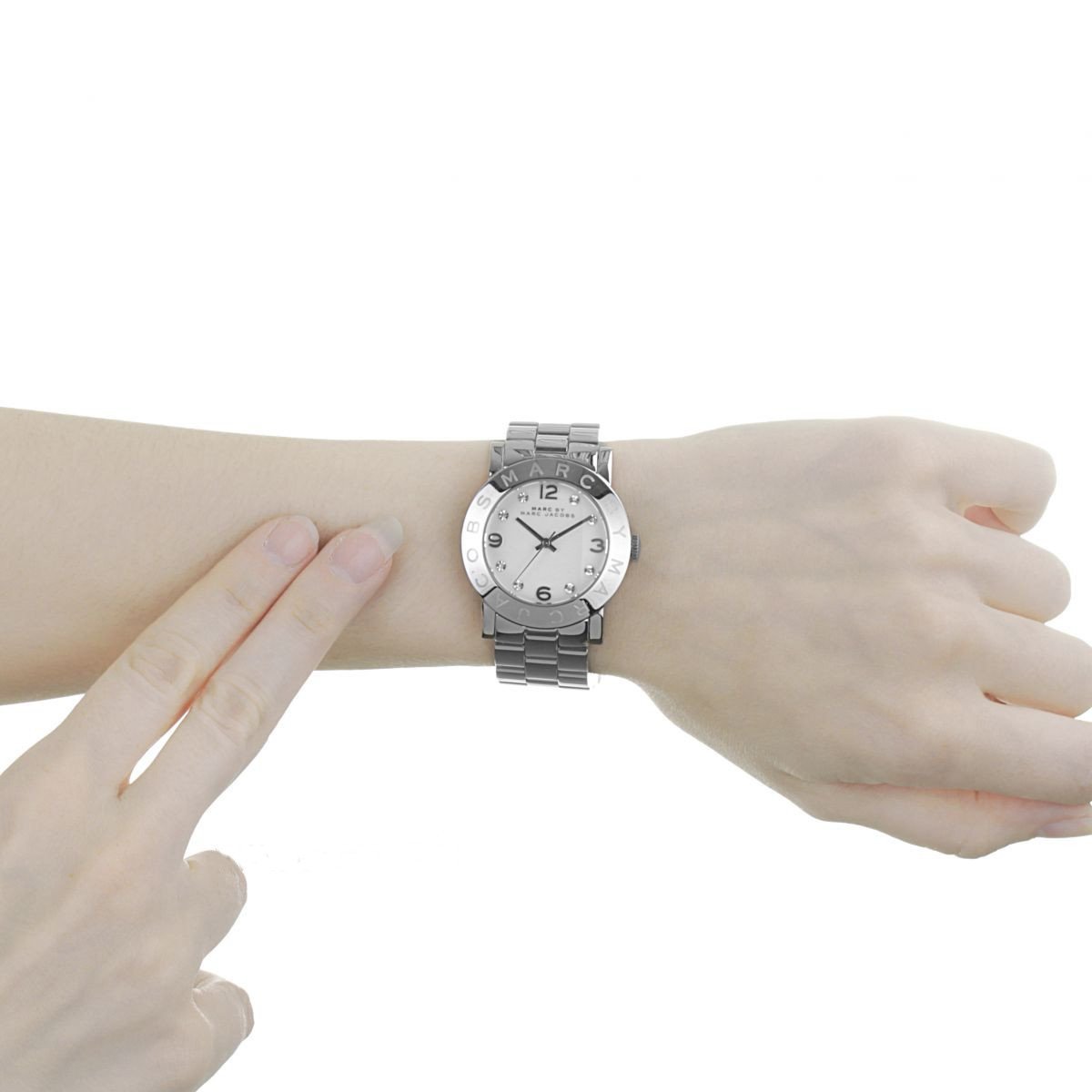 Marc Jacobs Amy White Dial Silver Steel Strap Watch for Women - MBM3054