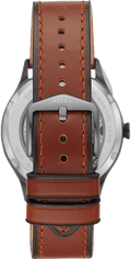 Fossil Forrester Automatic Skeleton Grey Dial Brown Leather Strap Watch for Men - ME3178