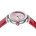 Bvlgari Lvcea Intarsio Diamonds Mother of Pearl Pink Dial Red Leather Strap Watch for Women - LVCEA103619