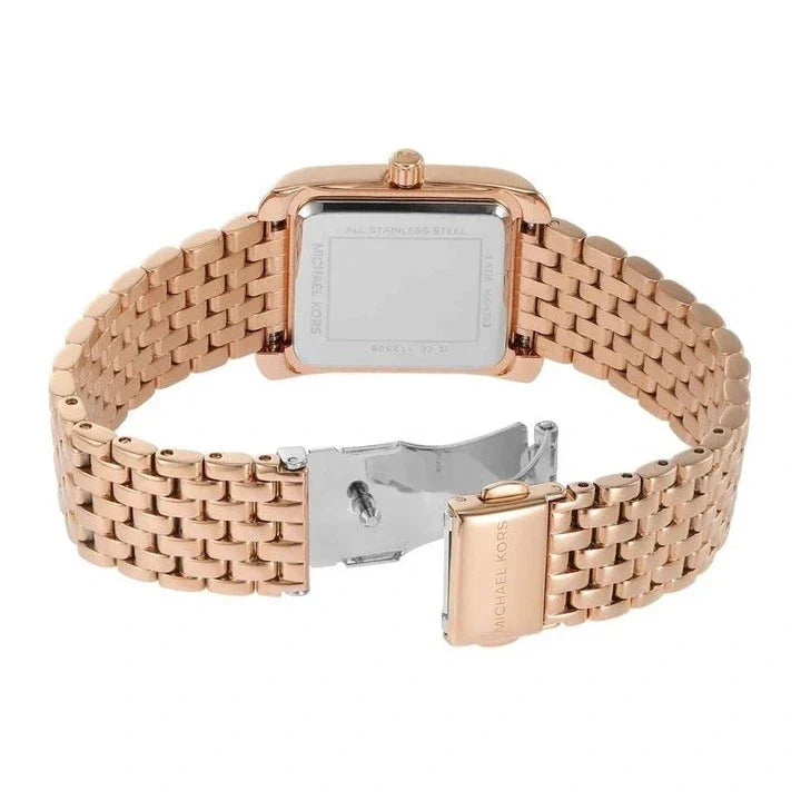 Michael Kors Emery Three-Hand White Dial Rose Gold Steel Strap Watch for Women - MK4743