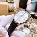 Calvin Klein Minimalist White Dial Black Leather Strap Watch for Men - K3M211C6