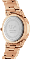 Daniel Wellington Iconic Link Black Dial Rose Gold Steel Strap Watch for Women - DW00100212