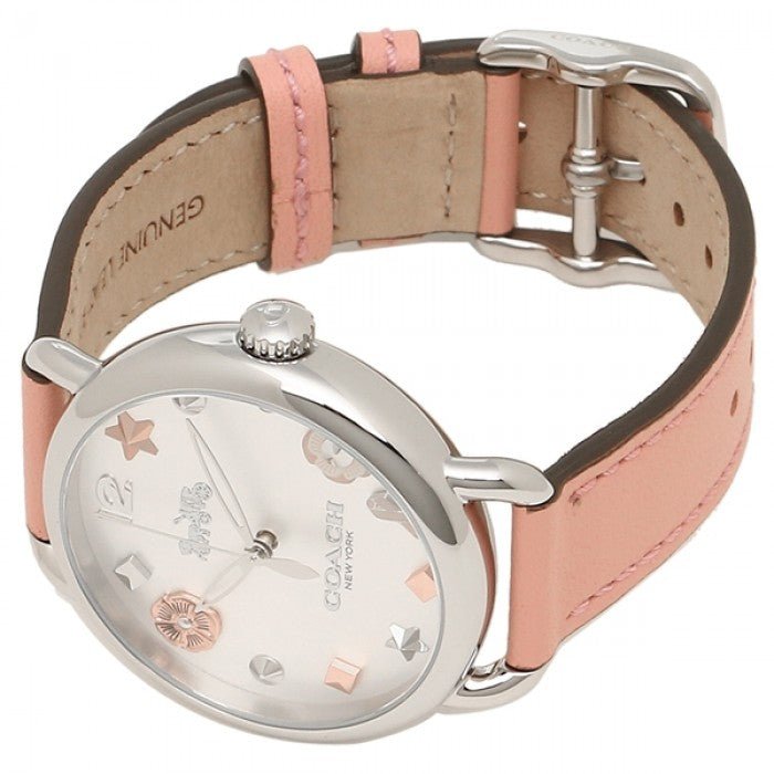 Coach Tatum White Dial Pink Leather Strap Watch For Women - 14502799