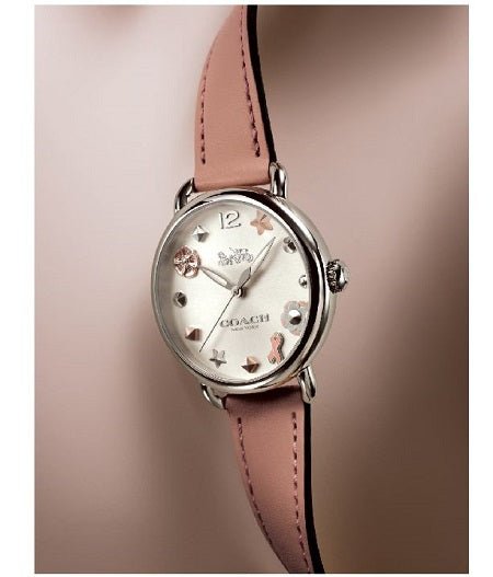 Coach Tatum White Dial Pink Leather Strap Watch For Women - 14502799