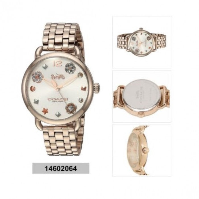 Coach Delancey White Dial Rose Gold Steel Strap Watch for Women - 14502811