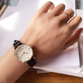 Emporio Armani Gianni T-Bar Quartz Mother of Pearl Dial Black Leather Strap Watch For Women - AR1910