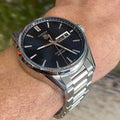 Tag Heuer Carrera Calibre 5 Automatic Black Dial Silver Steel Strap Watch for Men - WAR201A.BA0723