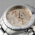 Hugo Boss Premiere Rose Gold Dial Silver Steel Strap Watch for Women - 1502444
