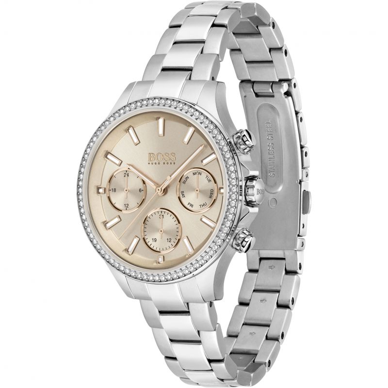 Hugo Boss Hera Rose Pink Dial Silver Steel Strap Watch for Women - 1502565