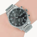Hugo Boss Aeroliner Black Dial Silver Steel Strap Watch for Men - 1513181