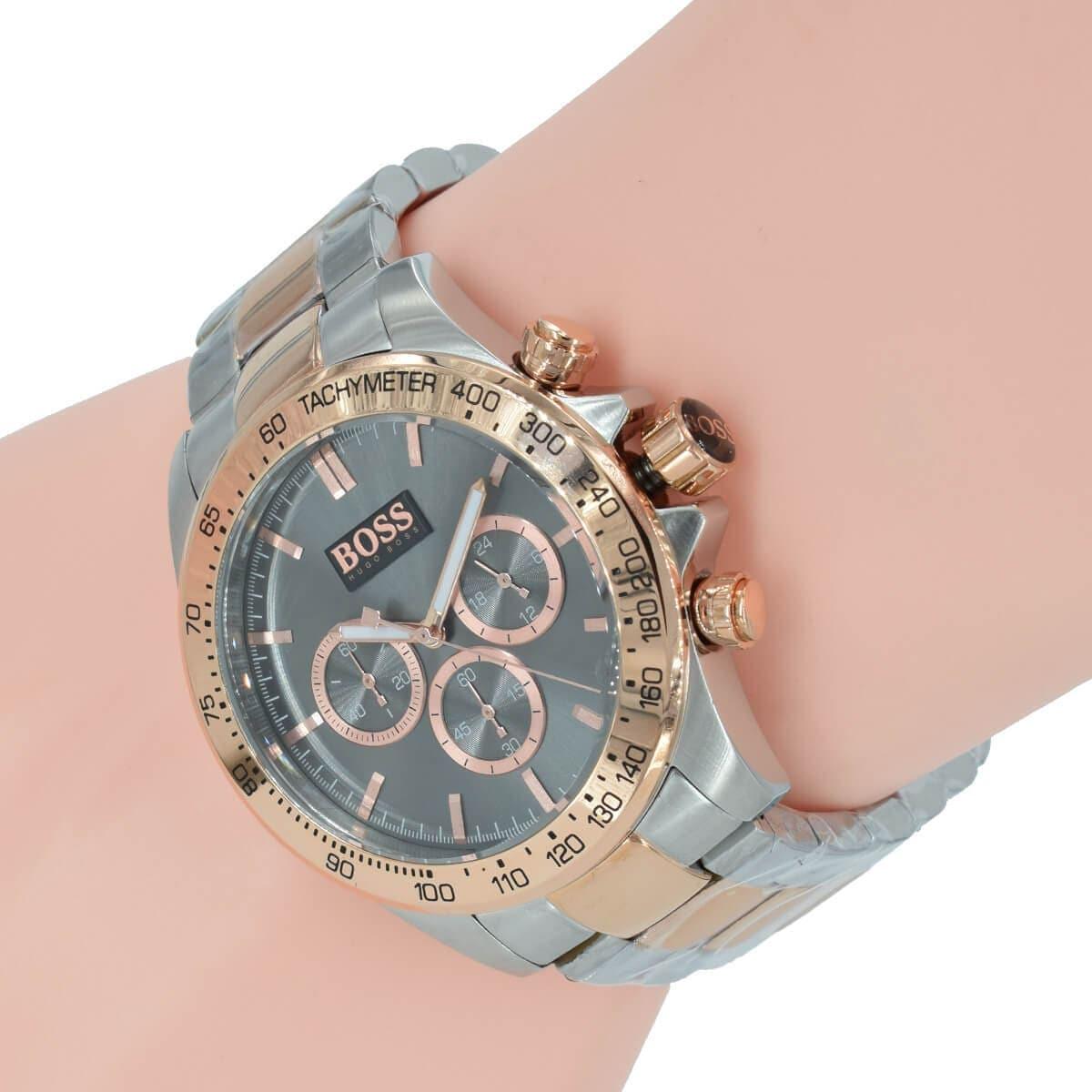 Hugo Boss Ikon Grey Dial Two Tone Steel Strap Watch for Men - 1513339