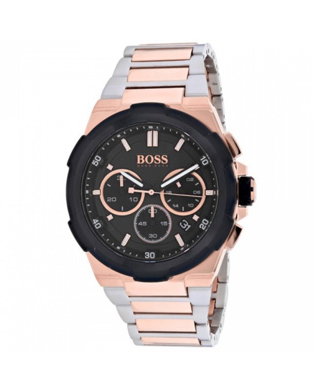Hugo Boss Supernova Black Dial Two Tone Steel Strap Watch for Men - 1513358