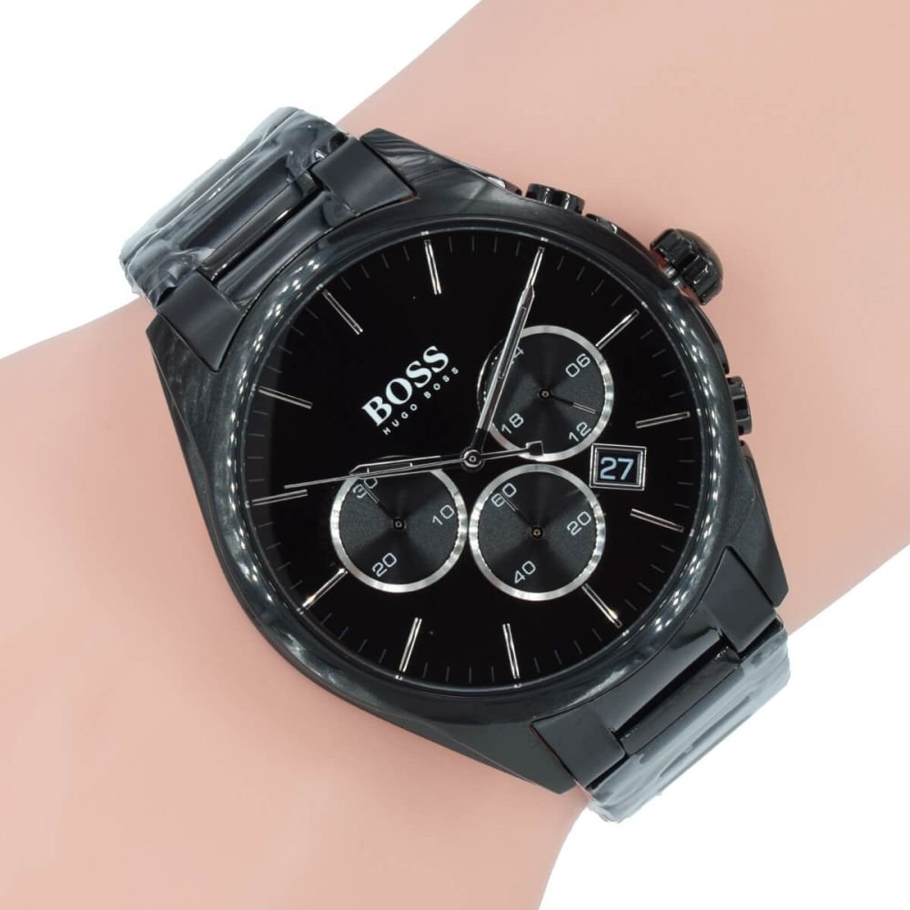 Hugo Boss Onyx Black Dial Black Steel Strap Watch for Men - 1513365