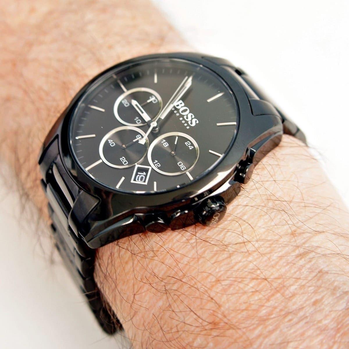 Hugo Boss Onyx Black Dial Black Steel Strap Watch for Men - 1513365