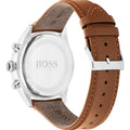 Hugo Boss Grand Prix White Dial Brown Leather Strap Watch for Men - 1513475