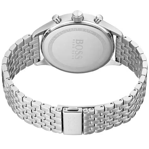 Hugo Boss Companion Black Dial Silver Steel Strap Watch for Men - 1513652