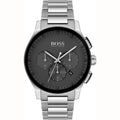 Hugo Boss Peak Black Dial Silver Steel Strap Watch for Men - 1513762