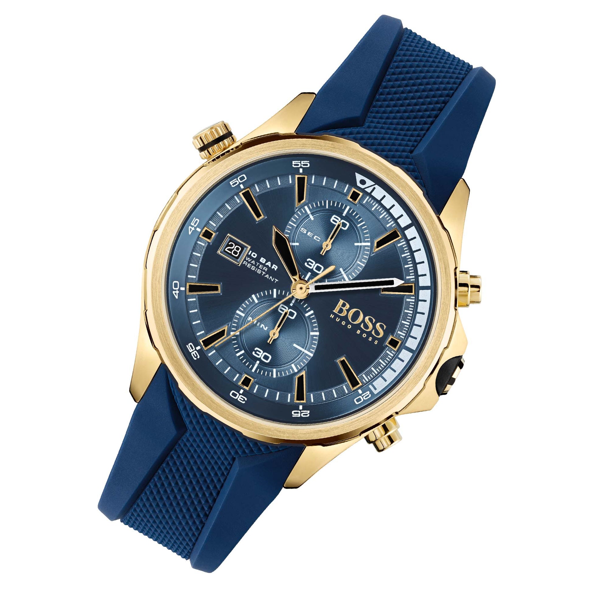 Hugo Boss Globetrotter Blue Dial Blue Silicone Strap Watch for Men - 1513822