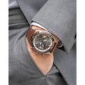 Hugo Boss Santiago Chronograph Grey Dial Brown Leather Strap Watch for Men - 1513861