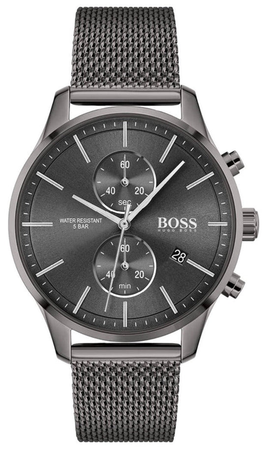 Hugo Boss Associate Grey Dial Grey Mesh Bracelet Watch for Men - 1513870
