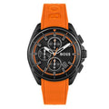 Hugo Boss Volane Black Dial Orange Silicone Strap Watch for Men - 1513957