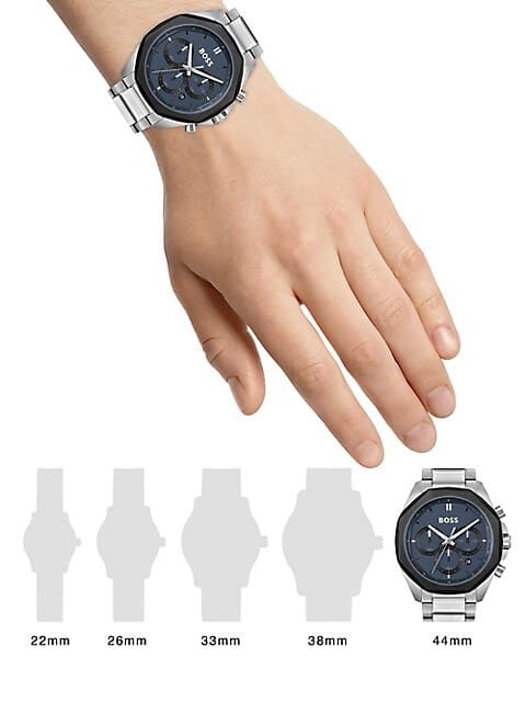 Hugo Boss Cloud Chronograph Blue Dial Silver Steel Strap Watch For Men - 1514015