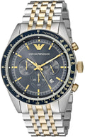 Emporio Armani Tazio Chronograph Blue Dial Gold & Silver Stainless Steel Strap Watch For Men - AR8030