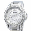 Fossil Riley Multifunction Silver Dial Silver Steel Strap Watch for Women - ES3202