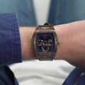 Guess Phoenix Multifunction Blue Dial Brown Leather Strap Watch for Men - GW0202G2
